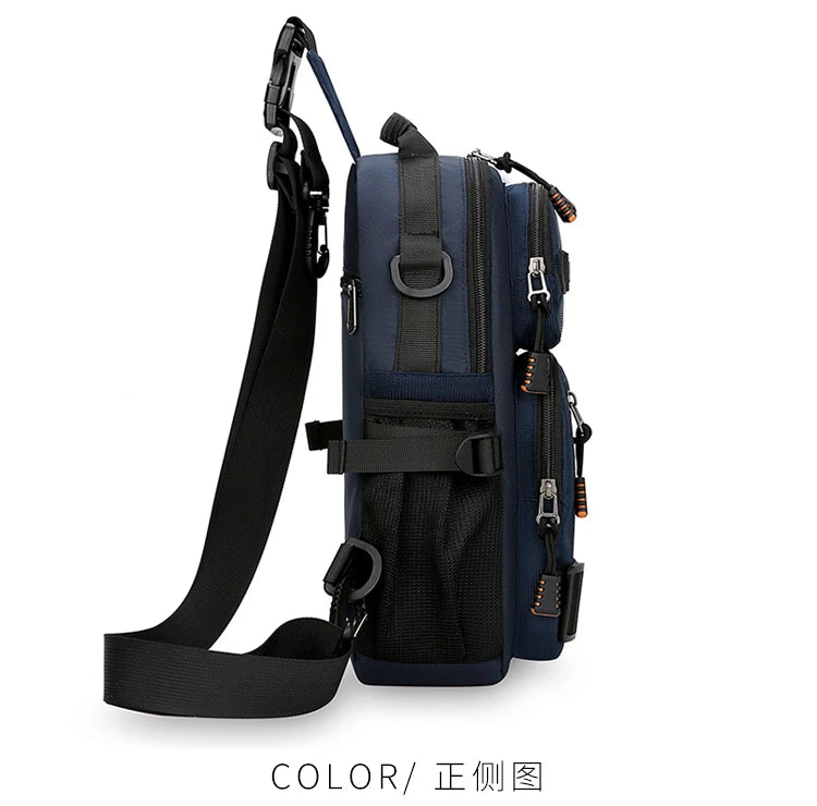 Men's Oxford Chest Pack - Unisex Crossbody Waist Bag with Zipper Pockets