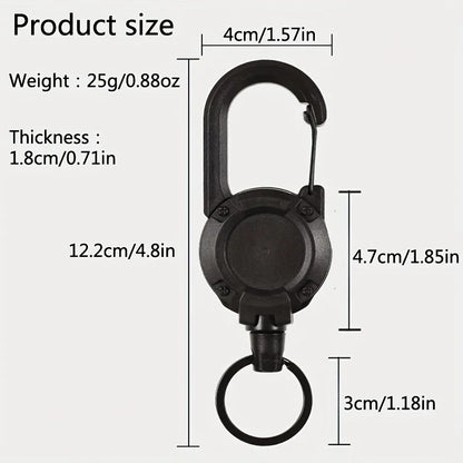 Heavy Duty Retractable Badge Reel Keychain with Carabiner Clip - Extendable Key Chain Holder for Men's Outdoor Bags (1/2/4 Pack Options)
