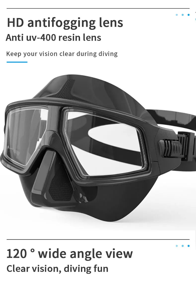 Professional Scuba Diving Mask Set HD Anti-Fog Lens UV Protection Adjustable Snorkeling Swimming Goggles for Adult Divers
