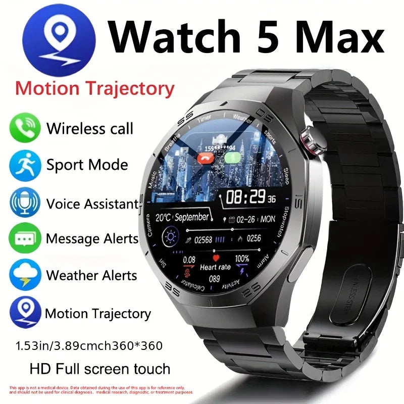 2025 Smart Watch - AMOLED Screen with GPS, Heart Rate, Bluetooth Calls & Waterproof for Android & iOS