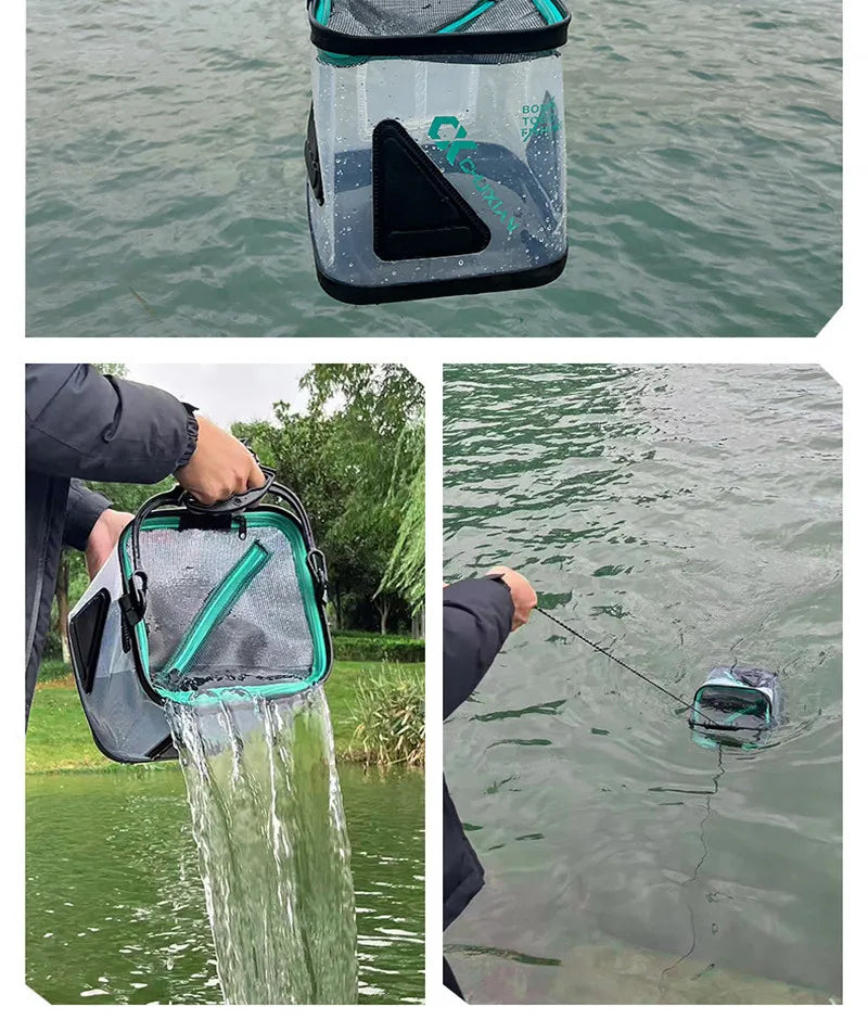 Portable 13L EVA Foldable Live Fish Bucket - Thickened Water Tank for Fishing