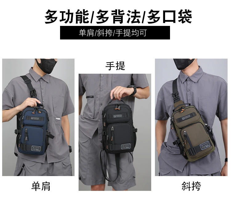 Men's Oxford Chest Pack - Unisex Crossbody Waist Bag with Zipper Pockets