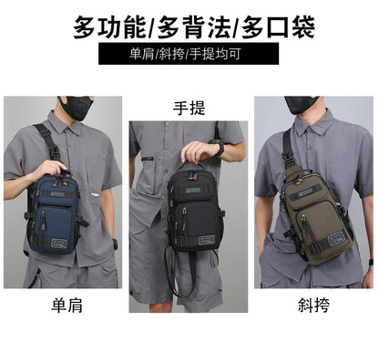 Men's Oxford Chest Pack - Unisex Crossbody Waist Bag with Zipper Pockets
