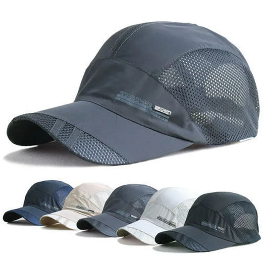 Quick-Dry Mesh Running Cap - Adjustable Breathable Baseball Visor for Outdoor Sports
