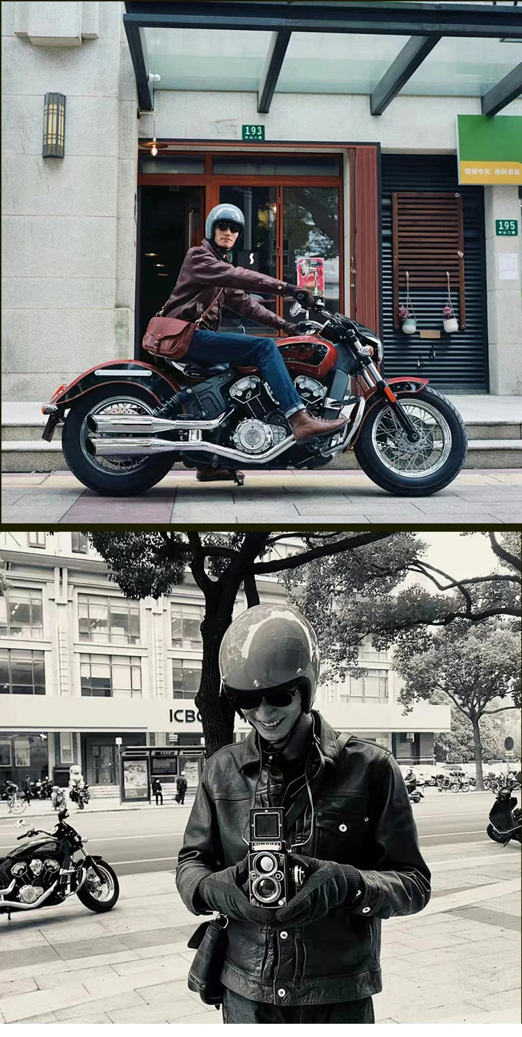 Vintage 500TX Open Face Motorcycle Helmet - Retro 3/4 Jet Style Scooter Helmet (Japanese/Korean Design)