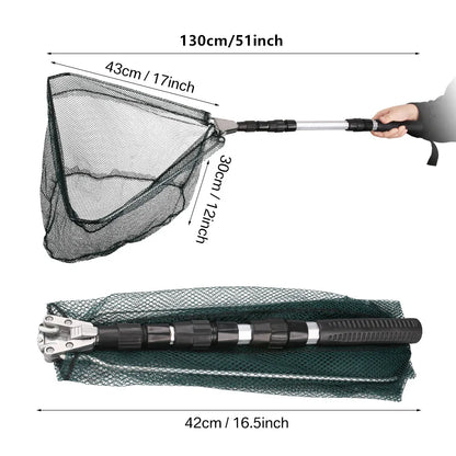 Professional Telescoping Fishing Landing Net - Aluminum Alloy Construction - Extends 55cm to 190cm with Folding Mesh Design