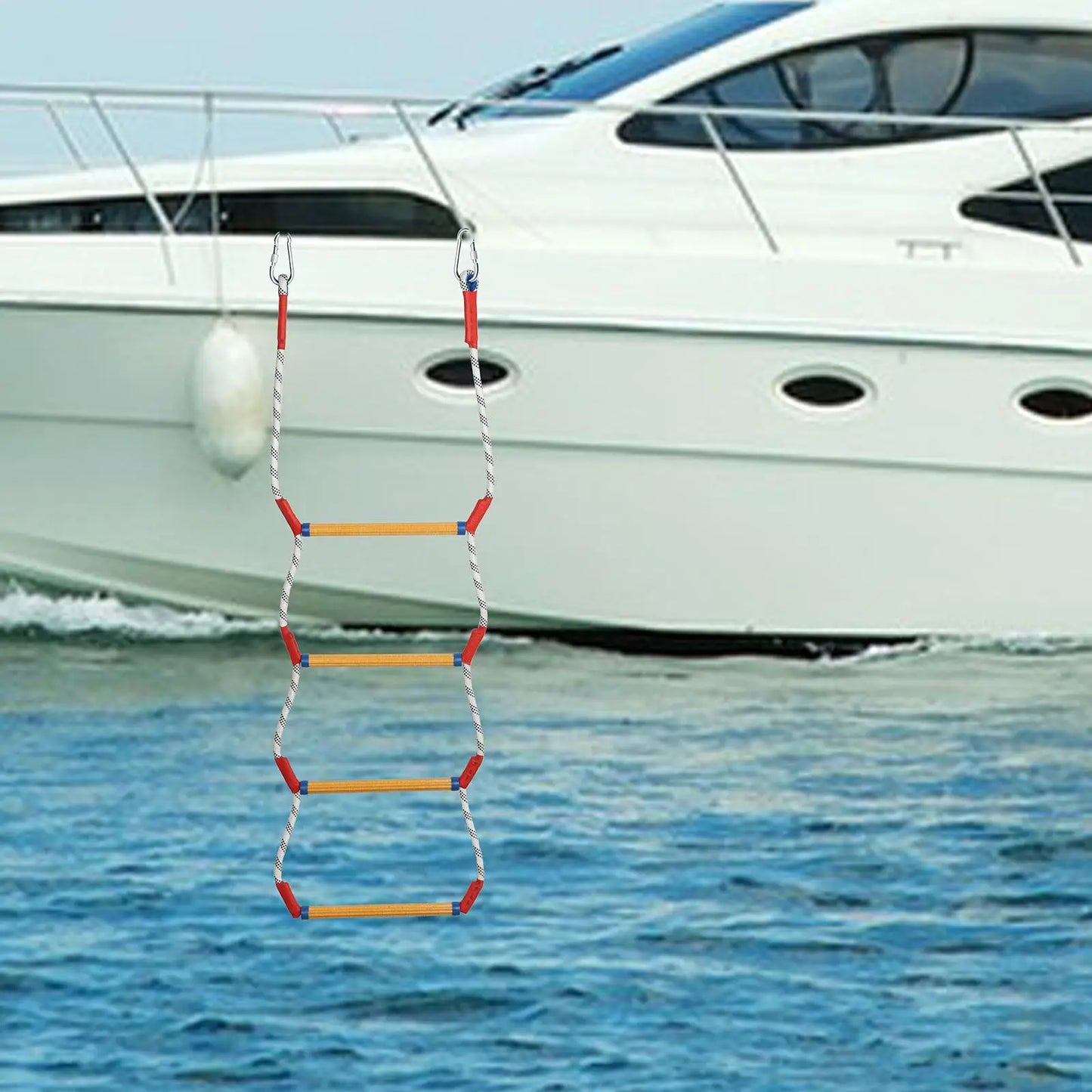 Heavy Duty Marine Rope Ladder - Resin Step Boat Ladder for Kayak, Inflatable Boat, Yacht & Water Sports