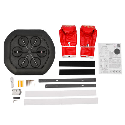 Smart Music Boxing Training Machine - Wall-Mount Bluetooth Punch Trainer with LED Light & Gloves for Home Gym