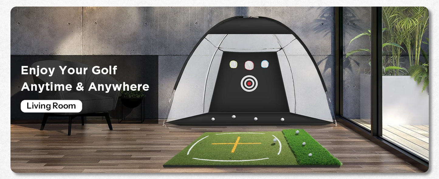 5x4ft Dual Turf Golf Hitting Mat - Thickened Practice Mat with Standing Guide-Line & Swing Path Line