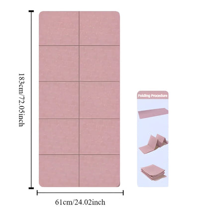 Eco-Friendly TPE Foldable Yoga Mat - Double-Sided Non-Slip Travel Exercise Mat for Pilates & Floor Workouts