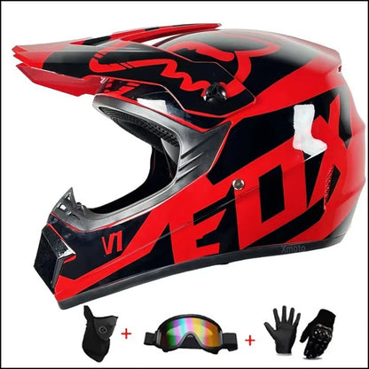 Kids Motocross Helmet Kit - DOT/ECE Certified Full-Face Helmet with Goggles & Gloves (Youth Off-Road Protection Set)