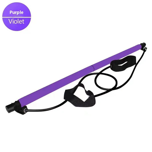 Adjustable Pilates Bar - Portable Home Fitness Rod with Resistance Bands for Yoga, Stretching & Toning Workouts