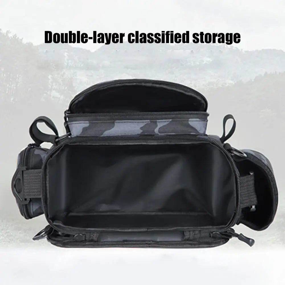 Portable Fishing Tackle Shoulder Bag - Multi-Purpose Storage with Rod Holder for Outdoor Sports & Fly Fishing