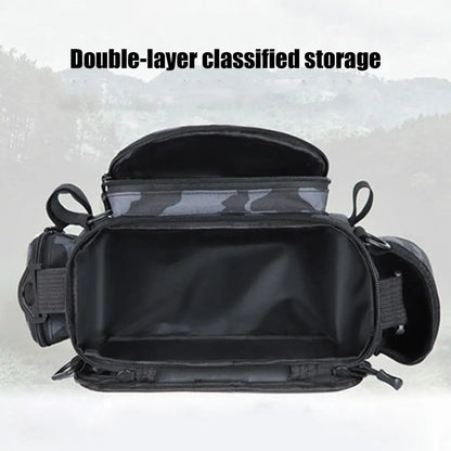 Portable Fishing Tackle Shoulder Bag - Multi-Purpose Storage with Rod Holder for Outdoor Sports & Fly Fishing