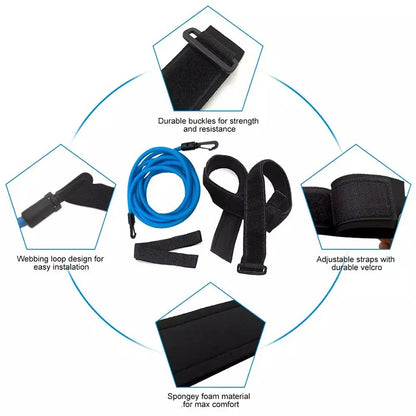 Swimming Training Resistance Belt - 4M Elastic Tether Harness with Stationary Leash for Pool Exercise and Swim Training Accessories