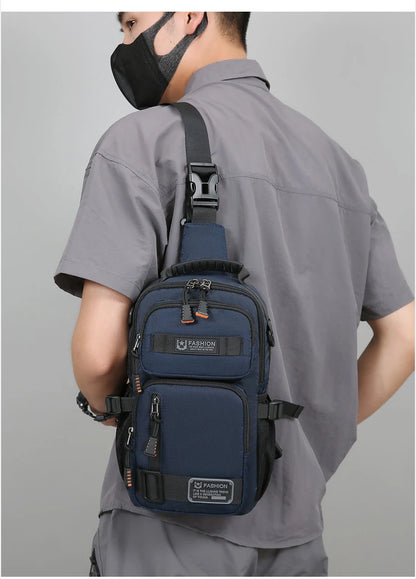 Men's Oxford Chest Pack - Unisex Crossbody Waist Bag with Zipper Pockets