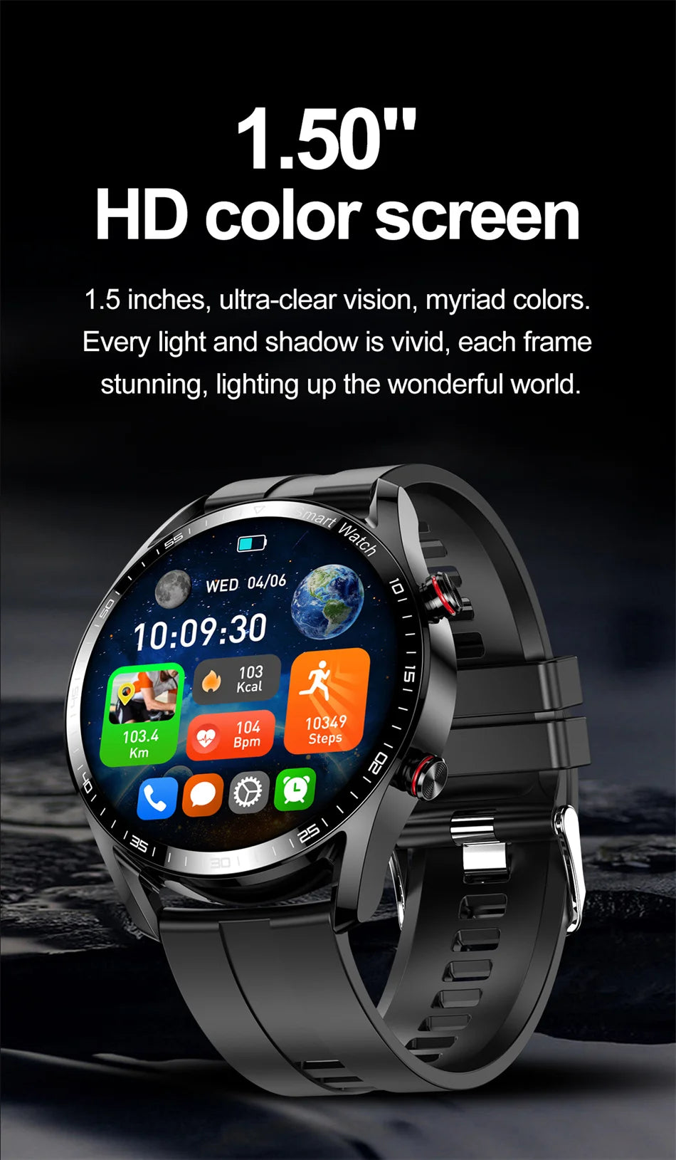 1.53" Full Touch Screen Smart Watch - Multi-Sport Mode with ECG+PPG, Waterproof & Bluetooth Call