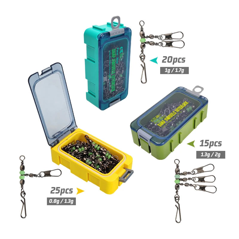 Premium Fishing Swivel Connector Set - Size 8# 10# with Bearing Rolling Swivel & Interlock Snap