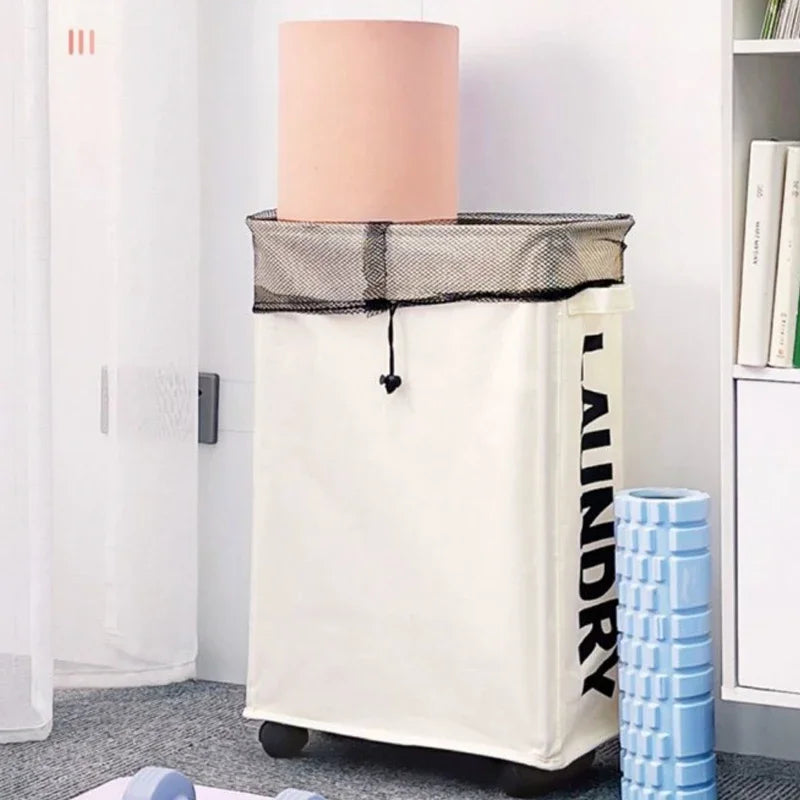 Foldable Laundry Basket with Wheels - Multi-Purpose Storage for Clothes, Yoga Gear & Bathroom Accessories