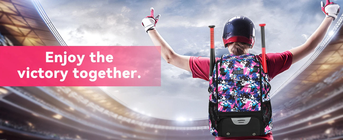 Youth Baseball Softball Backpack - Large Capacity Equipment Bag with Shoe Compartment