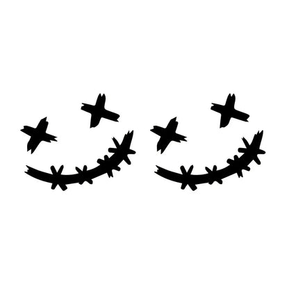 Reflective Smiley Motorcycle Stickers - 2PCS/SET Safety Decals for Enhanced Night Visibility