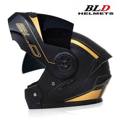 BLD Personalized Full Face Motorcycle Helmet - Dual Lens Modular Flip Up Design for Men & Women - Motocross Racing Casco Moto