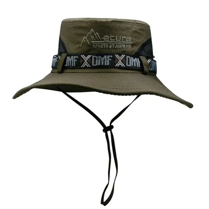 Men's UV Protection Wide Brim Bucket Hat - Outdoor Safari Hiking Mesh Fisherman Cap