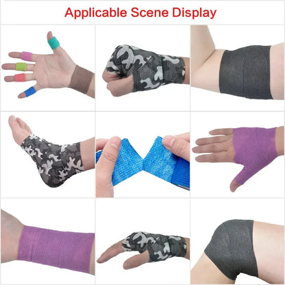 Self Adhesive Elastic Bandage Wrap 4.8m Camouflage Sport Tape Cohesive Support for Knee Finger Ankle Palm Multi-Pack