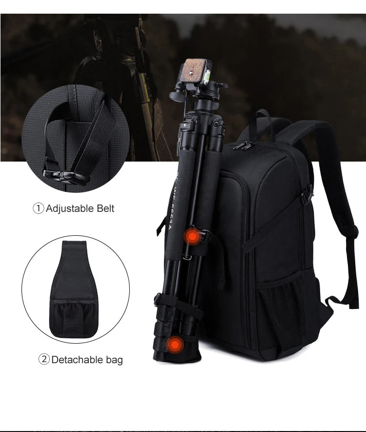 Waterproof Camera Backpack - Oxford Cloth Photography Bag for Outdoor DSLR Use
