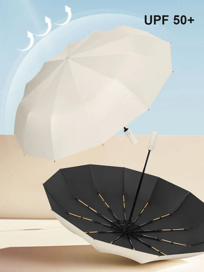 Large 24-Rib Automatic Umbrella - Lightweight Collapsible Outdoor Sunshade with UV Protection
