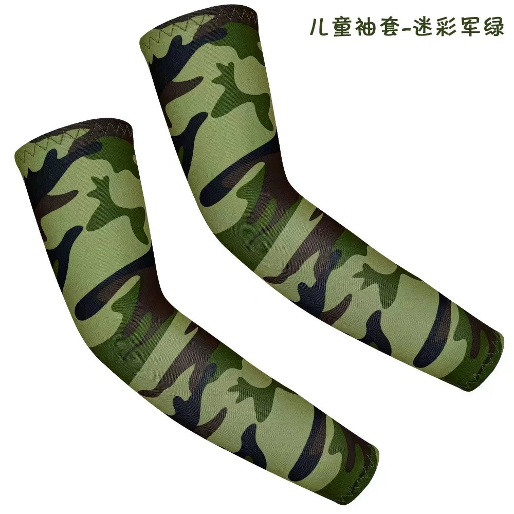 Kids UV Protection Arm Sleeves - Ice Silk Cooling Compression Sleeves for Boys & Girls Outdoor Sports (1 Pair)