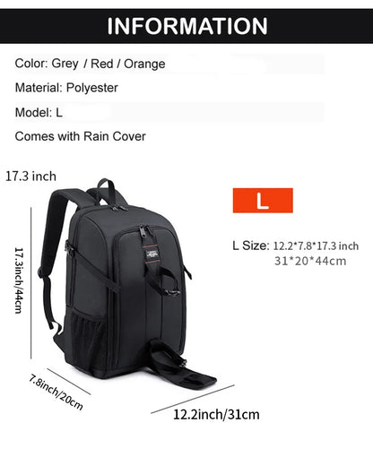 Waterproof Camera Backpack - Oxford Cloth Photography Bag for Outdoor DSLR Use
