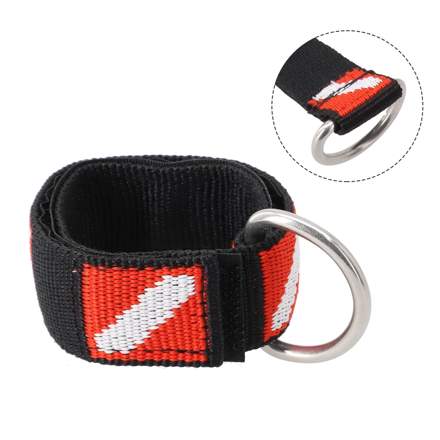 Adjustable Scuba Diving Wrist Lanyard - Metal D-Ring Webbing Strap for Freediving & Swimming Equipment