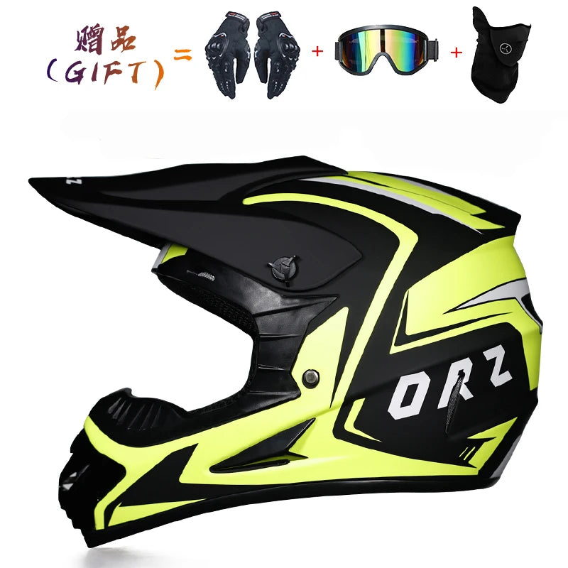 Kids Flip-Up Motorcycle Helmet - Off-Road Motocross ATV Dirt Bike Downhill MTB DH Racing + 3 Free Gifts