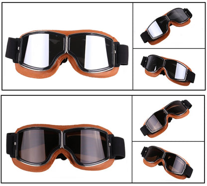 Retro Motorcycle Goggles - Windproof Folding Helmet Sunglasses with Leather Trim