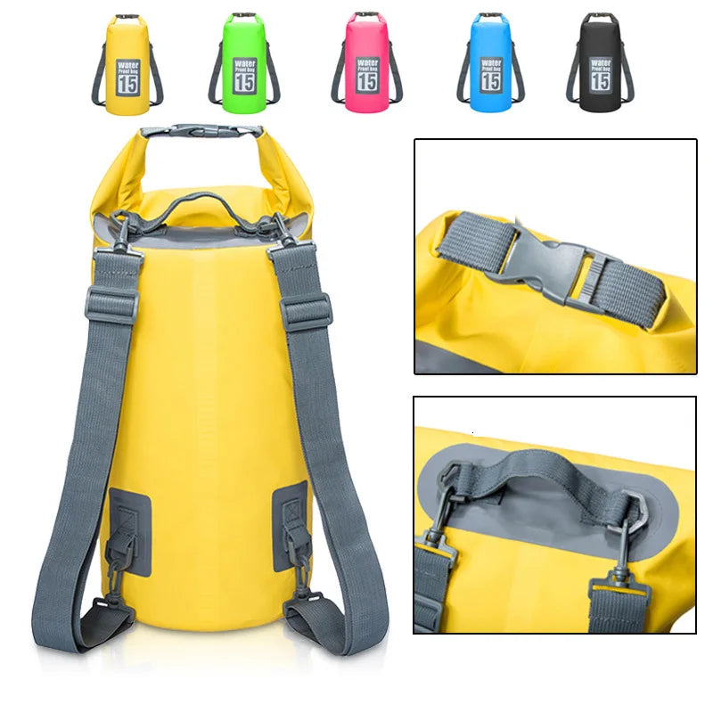 Waterproof Dry Bag Set - 5L/10L/15L/20L/30L PVC Storage Sacks for Kayaking, Canoeing, Rafting & Swimming Adventures