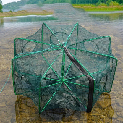 Folding Crayfish Trap - Multi-Purpose Fishing Net for Crab, Shrimp, Smelt & Eels - Casting Tackle Cage