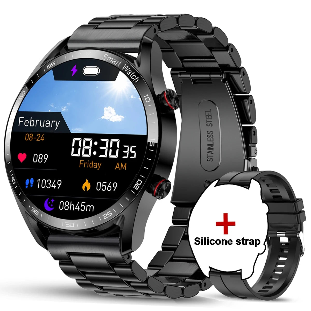 1.53" Full Touch Screen Smart Watch - Multi-Sport Mode with ECG+PPG, Waterproof & Bluetooth Call