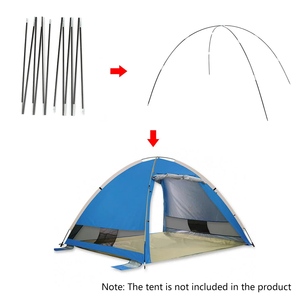 Glass Fiber Tent Arc Poles Replacement - 12-Piece Set (1 Pair) for Camping Tents (3.26m/3.4m/3.9m Options)