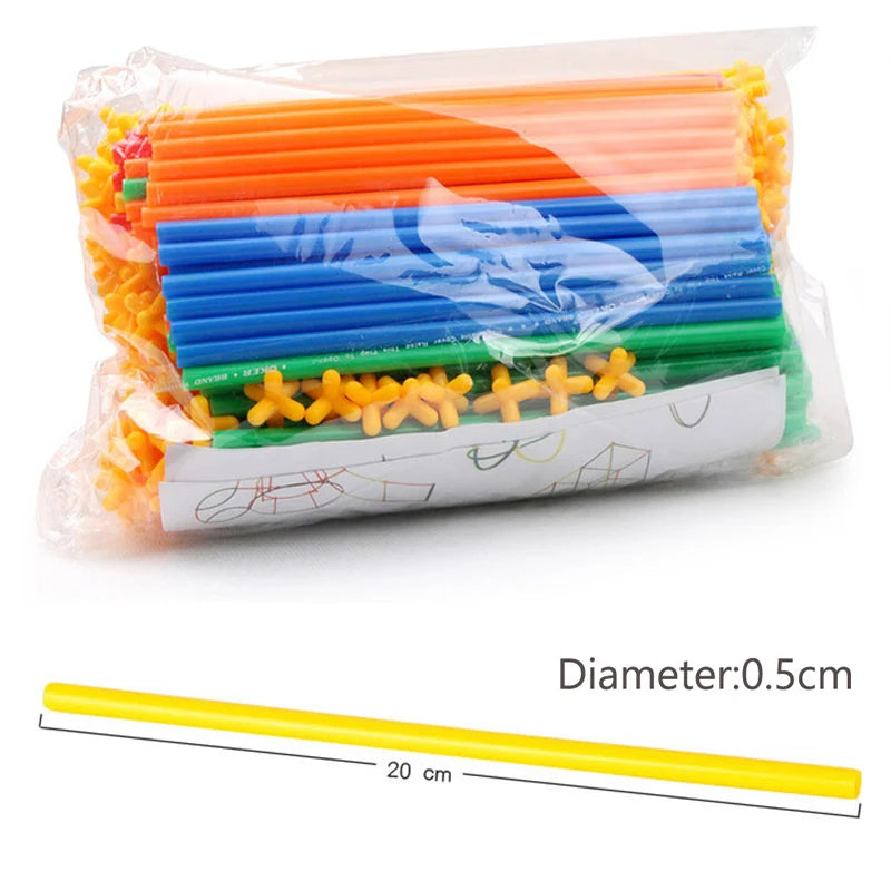 Colorful Straws and Connectors Building Set - Educational Engineering Toy for Motor Skills Development