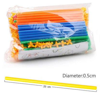 Colorful Straws and Connectors Building Set - Educational Engineering Toy for Motor Skills Development