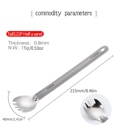 Ultralight Titanium Long Handle Spork - Portable Outdoor Camping Cutlery & Tableware by Tiartisan