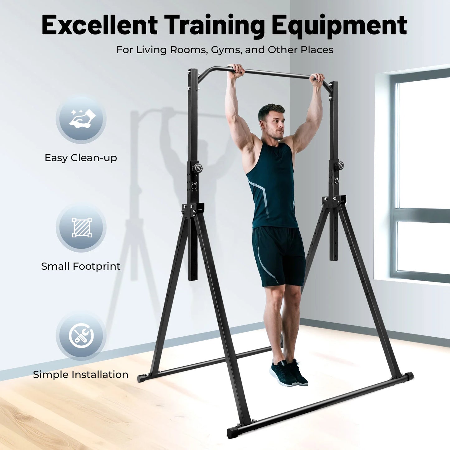 Adjustable Height Pull-Up Bar - Triangular Gymnastics Practice Station for Home Gym Strength Training