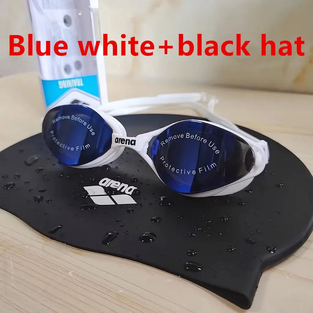 Professional Swimming Goggles with Silicone Cap - Waterproof Anti-Fog HD Vision