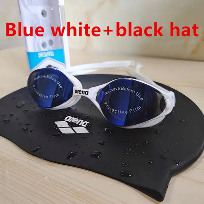 Professional Swimming Goggles with Silicone Cap - Waterproof Anti-Fog HD Vision