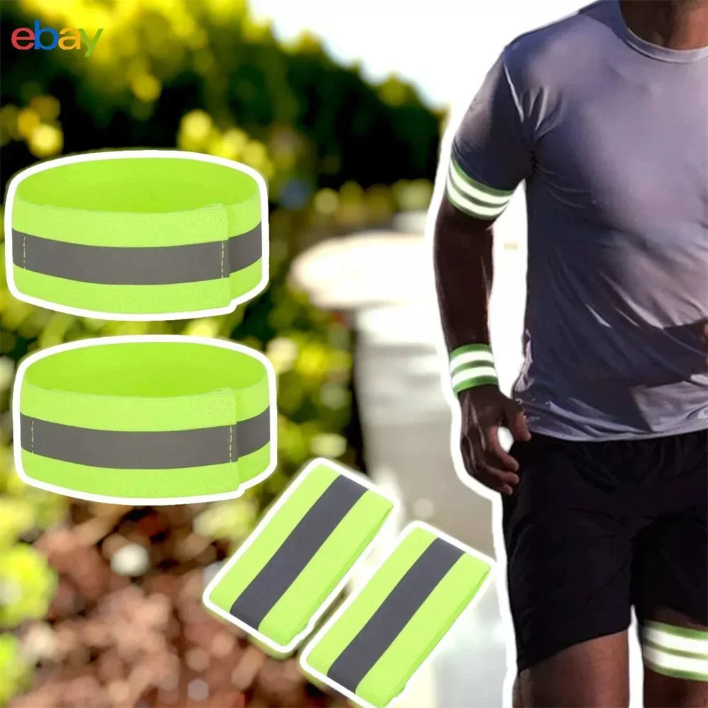 High Visibility Reflective Safety Bands - Wrist Arm Ankle Leg Straps for Night Walking Cycling Running