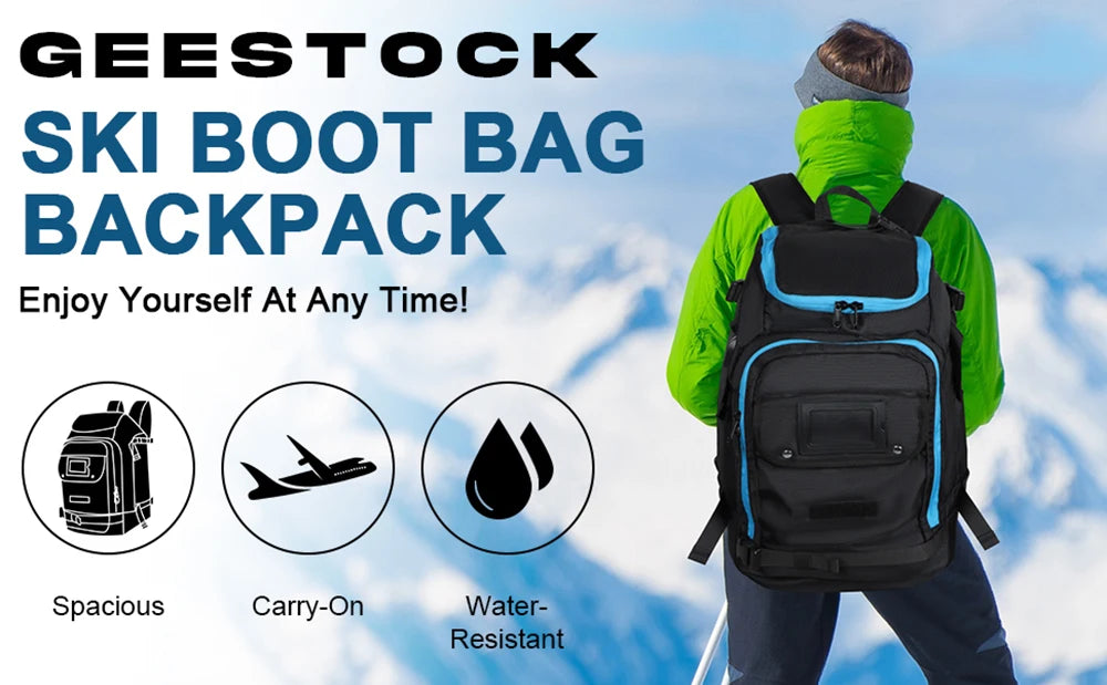 50L Waterproof Ski Boot Bag Backpack - Large Capacity with Dry Wet Separation for Snowboard Boots, Helmet, Goggles & Skis