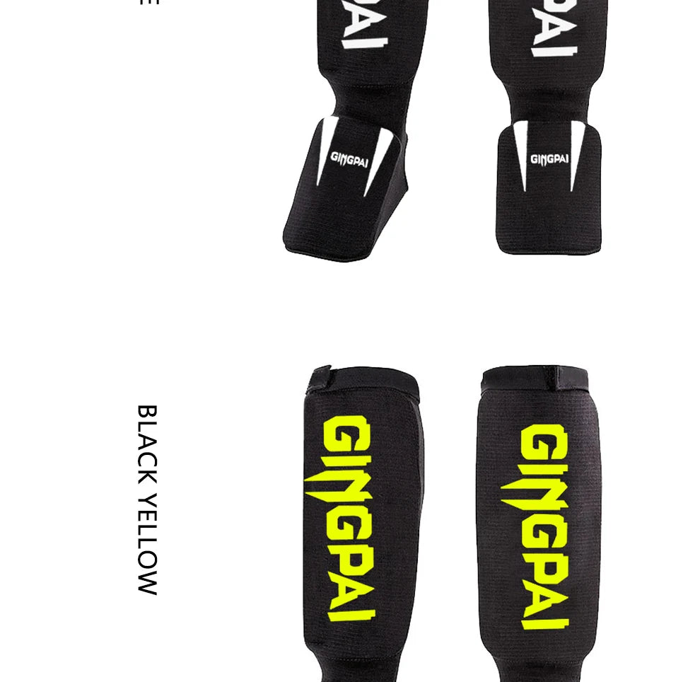 Cotton MMA Shin Guards - Boxing Kickboxing Foot Protection with Instep Ankle Support for TKD Muay Thai Training