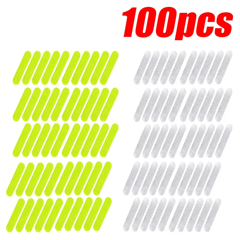 High-Visibility Reflective Safety Stickers - Premium Warning Decals for Motorcycle Helmets, Bikes & Gear (10-100 Pcs)