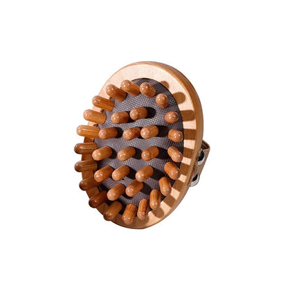Wooden Body & Scalp Massage Brush - Natural Beech Air Cushion Massager for Anti-Cellulite & Relaxation